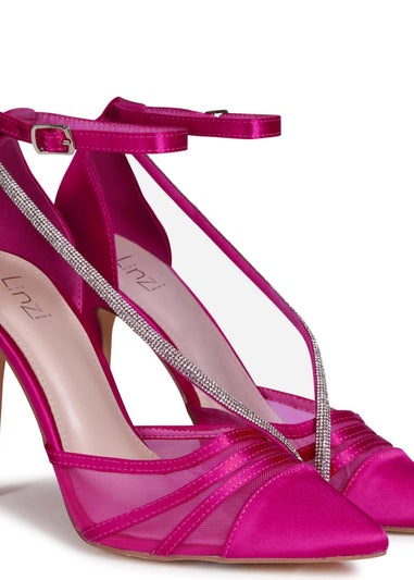 Linzi Gretchen Fuchsia Satin & Mesh Court Heel