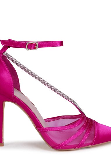 Linzi Gretchen Fuchsia Satin & Mesh Court Heel