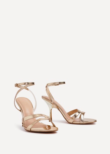 Linzi Bronte Gold Faux Leather Heeled Sandal