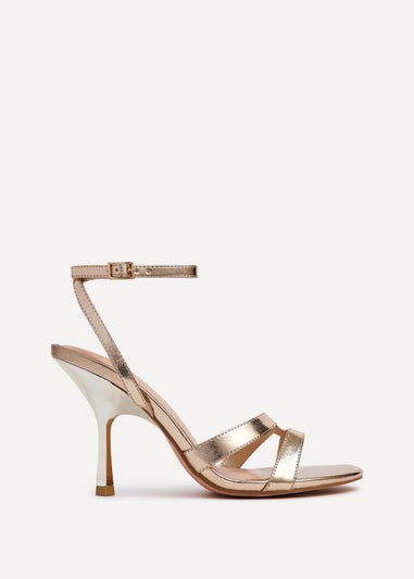 Linzi Bronte Gold Faux Leather Heeled Sandal