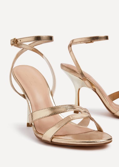 Linzi Bronte Gold Faux Leather Heeled Sandal