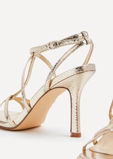 Linzi Posie Gold Lizard Effect T-Bar High Heel