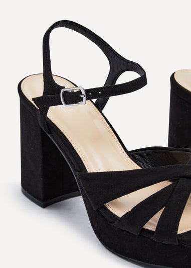 Linzi Keliah Black Faux Suede Crossover Platform Heels