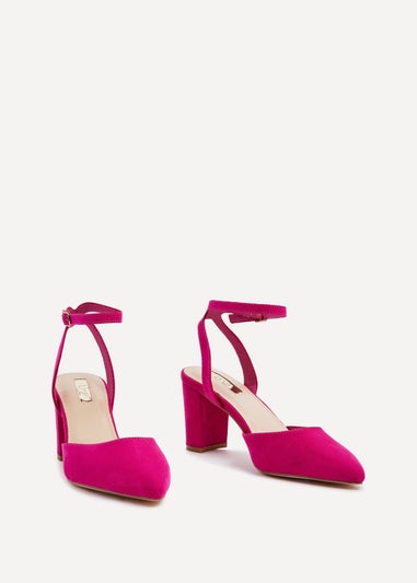 Linzi Carrie Fuchsia Faux Suede Mid Height Court Shoe