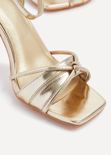 Linzi Nola Gold Faux Leather Square Toe Heeled Sandal