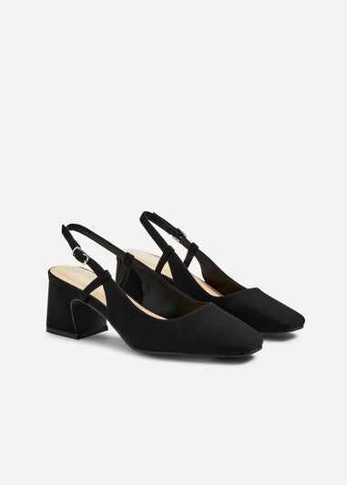 Linzi Mya Black Faux Suede Round Toe Block Heel