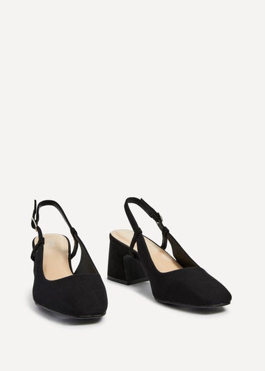 Linzi Mya Black Faux Suede Round Toe Block Heel