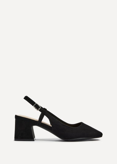 Linzi Mya Black Faux Suede Round Toe Block Heel