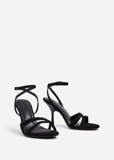 Linzi Bronte Black Faux Suede Heeled Sandal