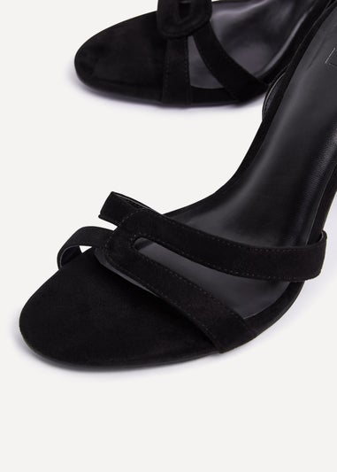 Linzi Bronte Black Faux Suede Heeled Sandal