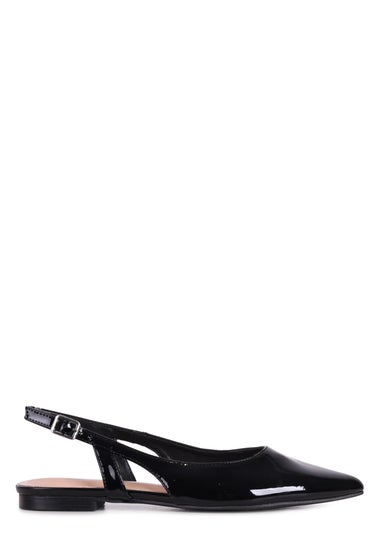 Linzi Evelyn Black Faux Patent Pointed Toe Flat Shoe