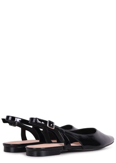 Linzi Evelyn Black Faux Patent Pointed Toe Flat Shoe