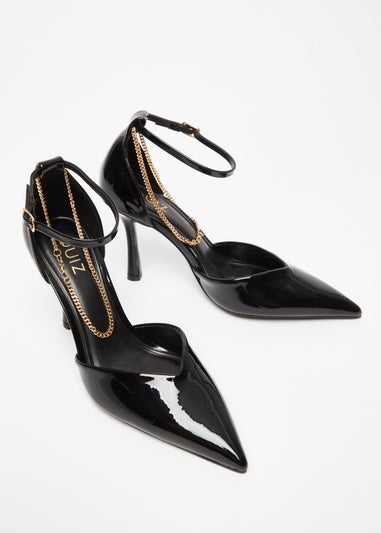 Quiz Black Faux Leather Court Heels