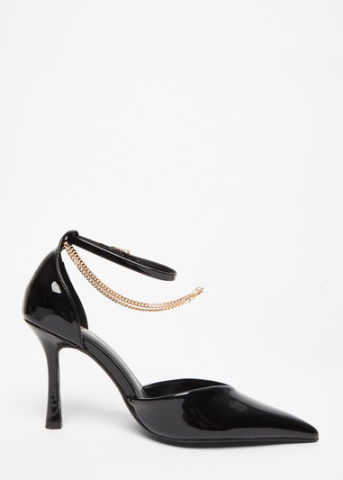 Quiz Black Faux Leather Court Heels