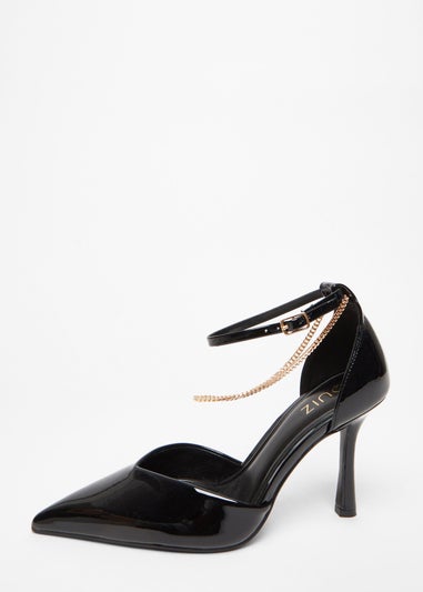 Quiz Black Faux Leather Court Heels