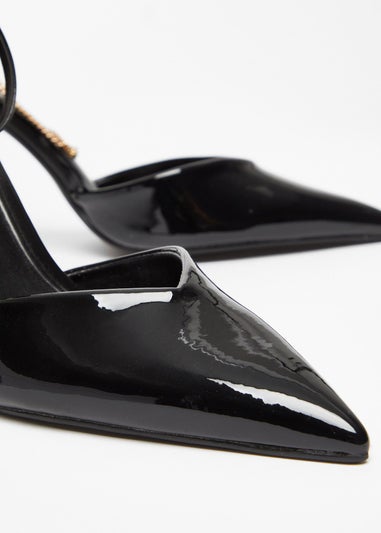 Quiz Black Faux Leather Court Heels