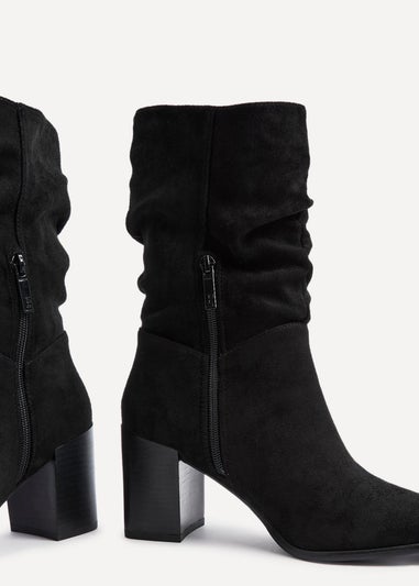 Linzi Wisteria Black Suede Western Style Ruched Boot