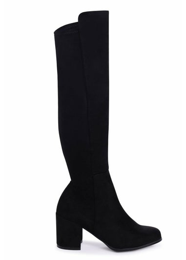 Linzi Mandy Black Suede Block Heeled Knee High Boot