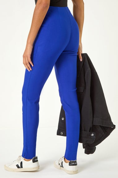 Roman Ink Blue Full Length Elastic Waist Stretch Trousers