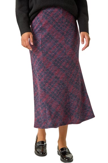 Roman Red Checkered Panel Tulip Skirt