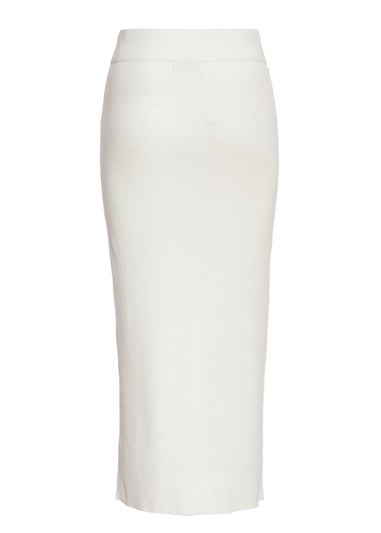 Quiz Cream Knit Diamante Midi Skirt