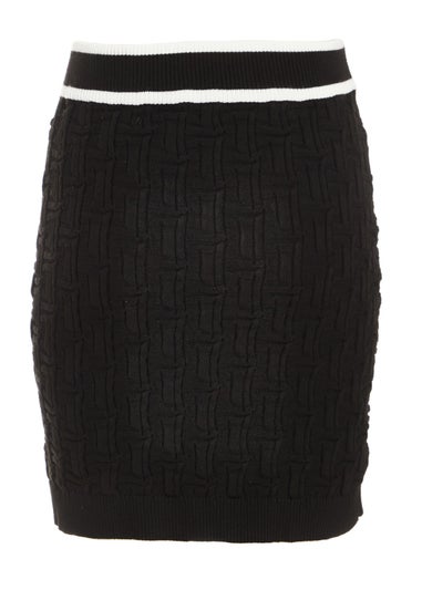 Quiz Black Knit Contrast Trim Skirt