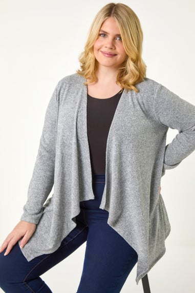 Roman Grey Curve Waterfall Front Jersey Cardigan
