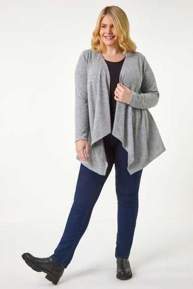Roman Grey Curve Waterfall Front Jersey Cardigan