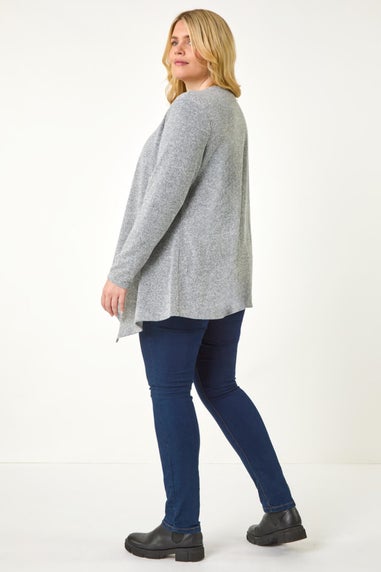 Roman Grey Curve Waterfall Front Jersey Cardigan