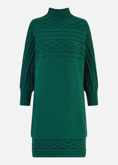 Yumi Green Cable Knit Tunic Dress