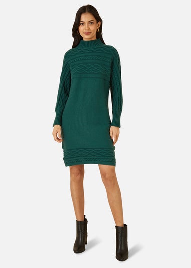 Yumi Green Cable Knit Tunic Dress