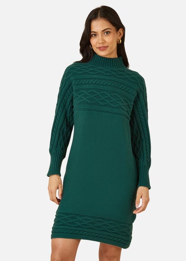 Yumi Green Cable Knit Tunic Dress