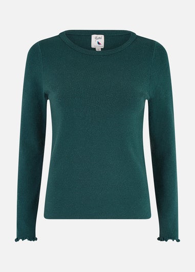 Yumi Green Sparkle Knit Jumper