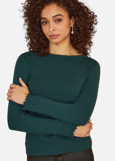 Yumi Green Sparkle Knit Jumper