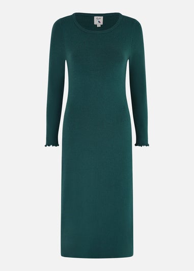 Yumi Green Sparkle Knit Midi Jumper Dress