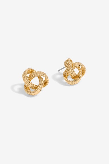 Mood Gold Textured Knot Stud Earrings