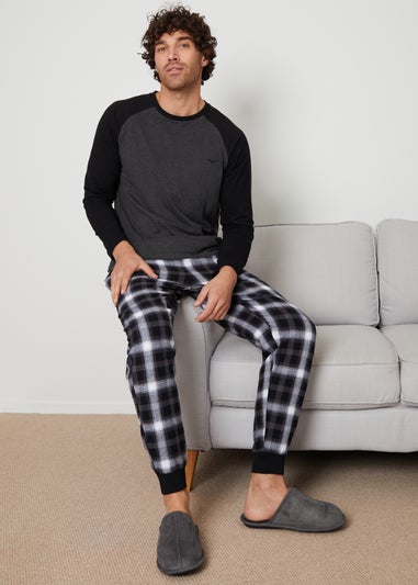 Threadbare Charcoal Cotton Blend Check Pyjama Set