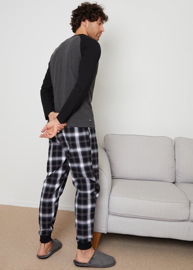 Threadbare Charcoal Cotton Blend Check Pyjama Set