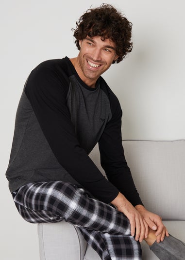 Threadbare Charcoal Cotton Blend Check Pyjama Set