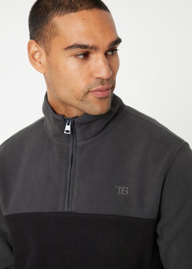 Threadbare Grey Two Tone Quarter Zip Fleece Jumper