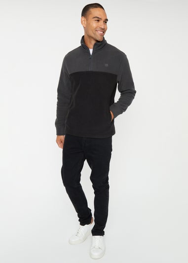 Threadbare Grey Two Tone Quarter Zip Fleece Jumper