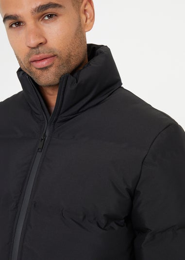 Threadbare Black Showerproof Funnel Neck Puffer Jacket