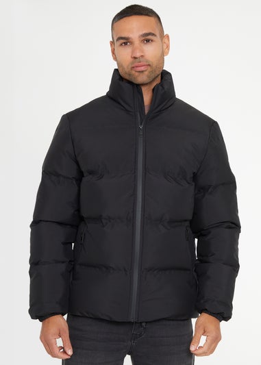 Threadbare Black Showerproof Funnel Neck Puffer Jacket