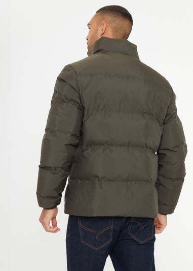 Threadbare Khaki Showerproof Funnel Neck Puffer Jacket