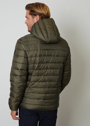 Threadbare Khaki Matte Finish Padded Hooded Jacket