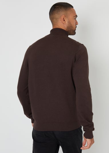 Threadbare Chocolate Knitted Roll Neck Jumper