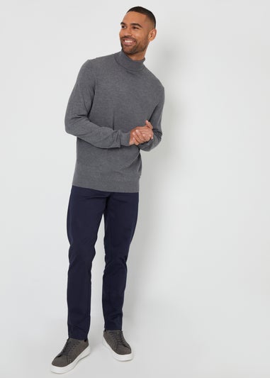 Threadbare Charcoal Knitted Roll Neck Jumper