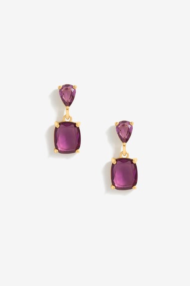 Mood Gold Amethyst Double Drop Earrings