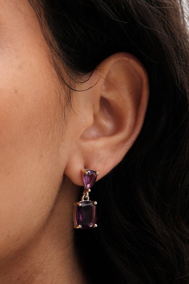 Mood Gold Amethyst Double Drop Earrings