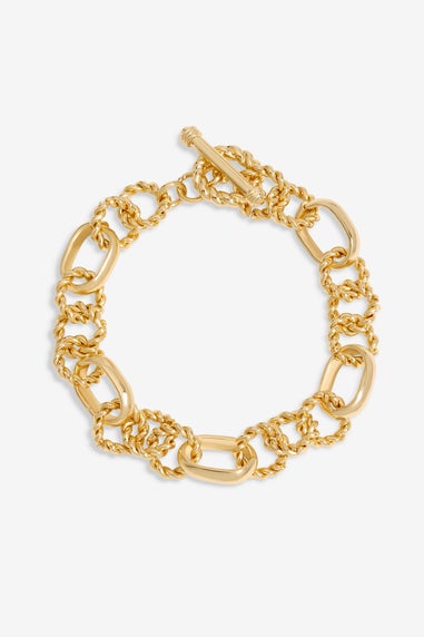 Mood Gold Textured Chain T-Bar Bracelet